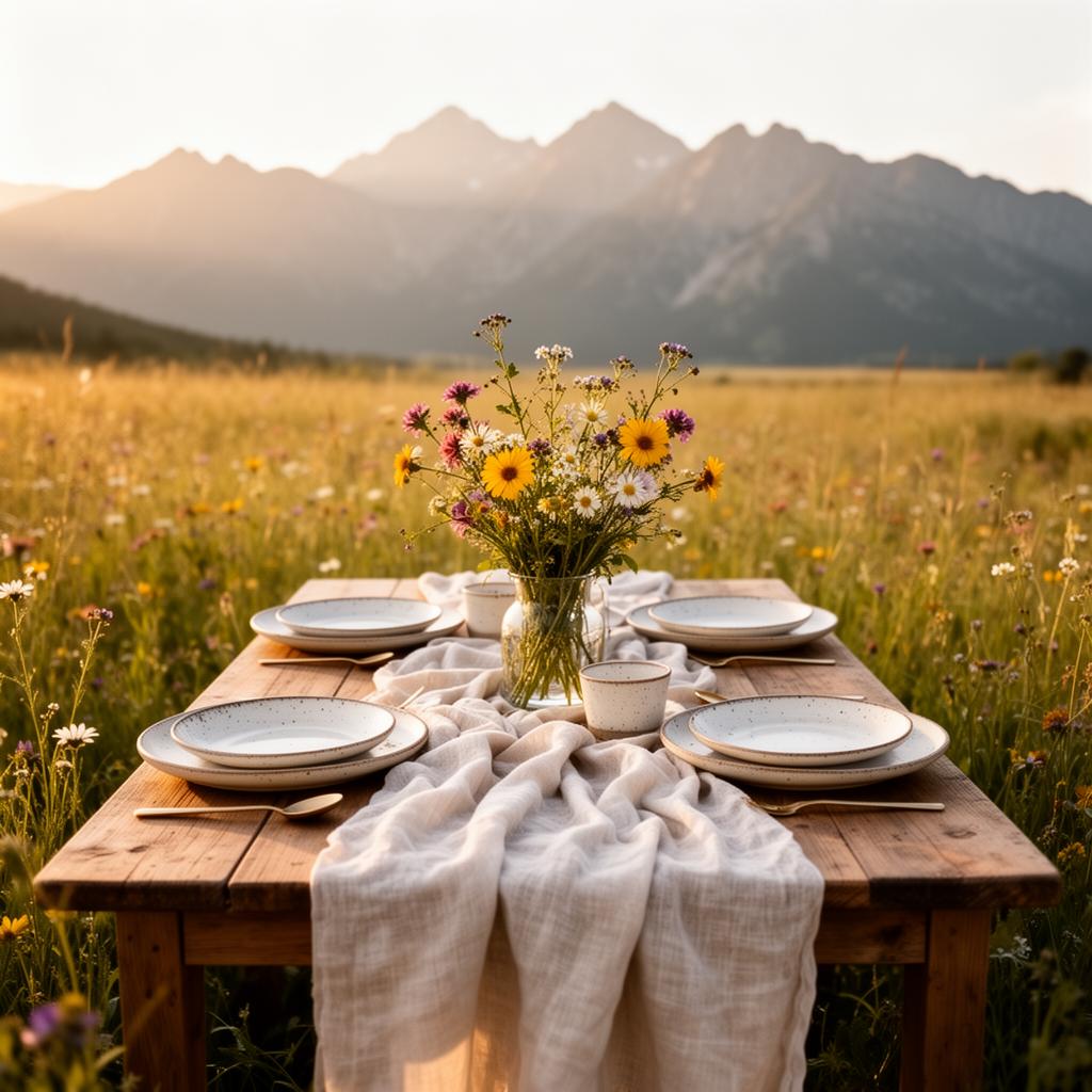 A long table in the high desert